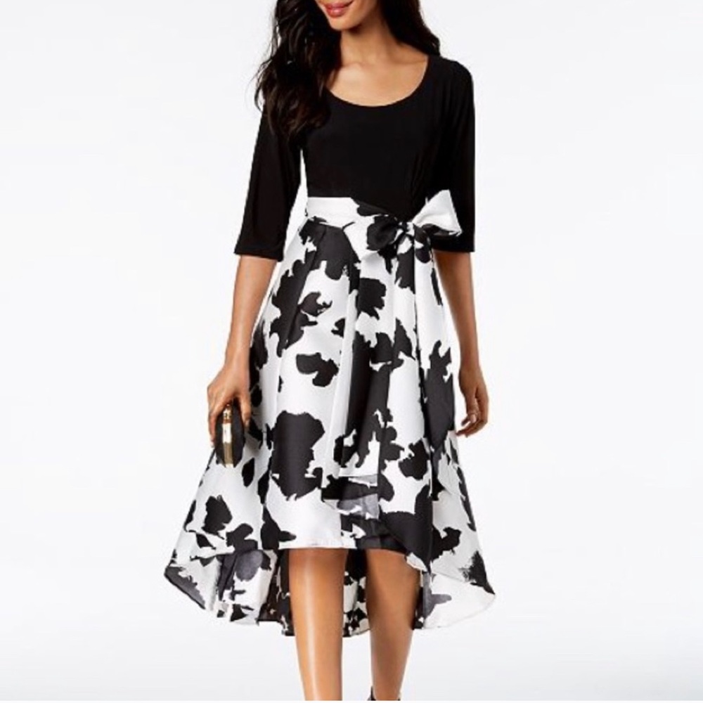 R&M Richards Black and White Hi-low dress size 4P